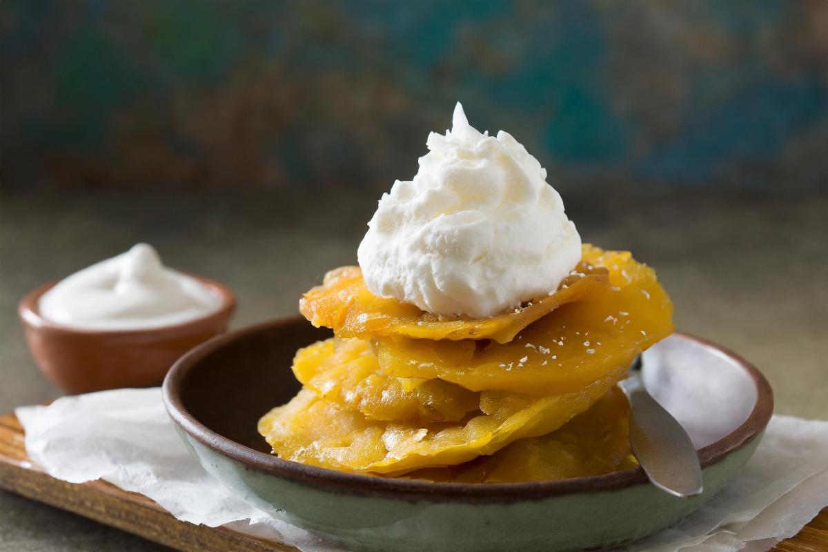 Sweet Patacones with Coconut Whipped Cream