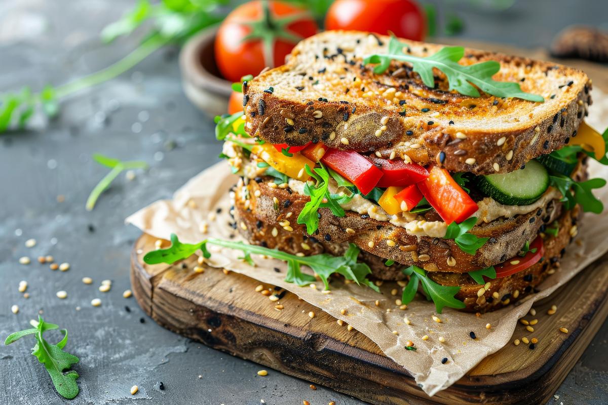 Vegan Hummus and Veggie Sandwich