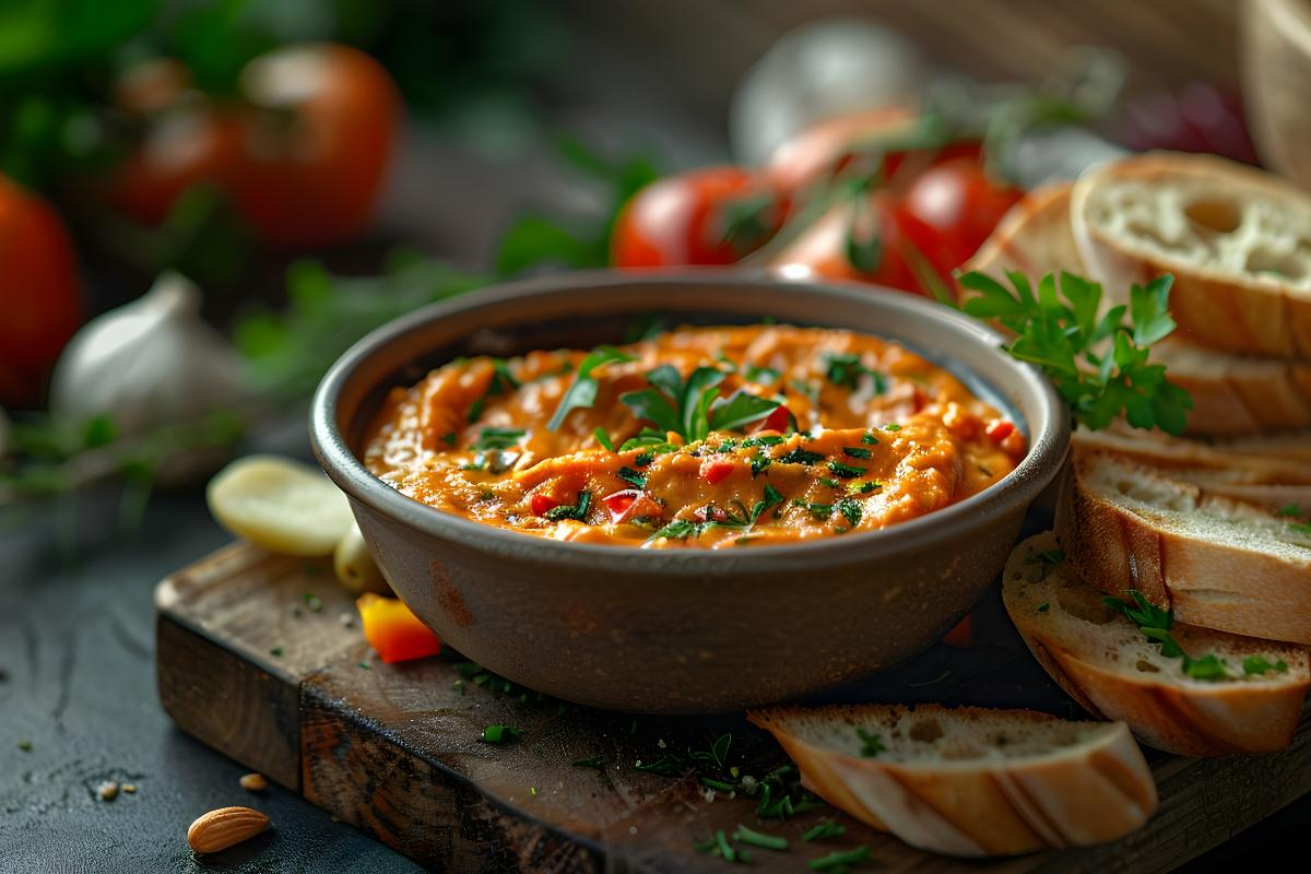 Roasted Red Pepper and Almond Vegan Dip