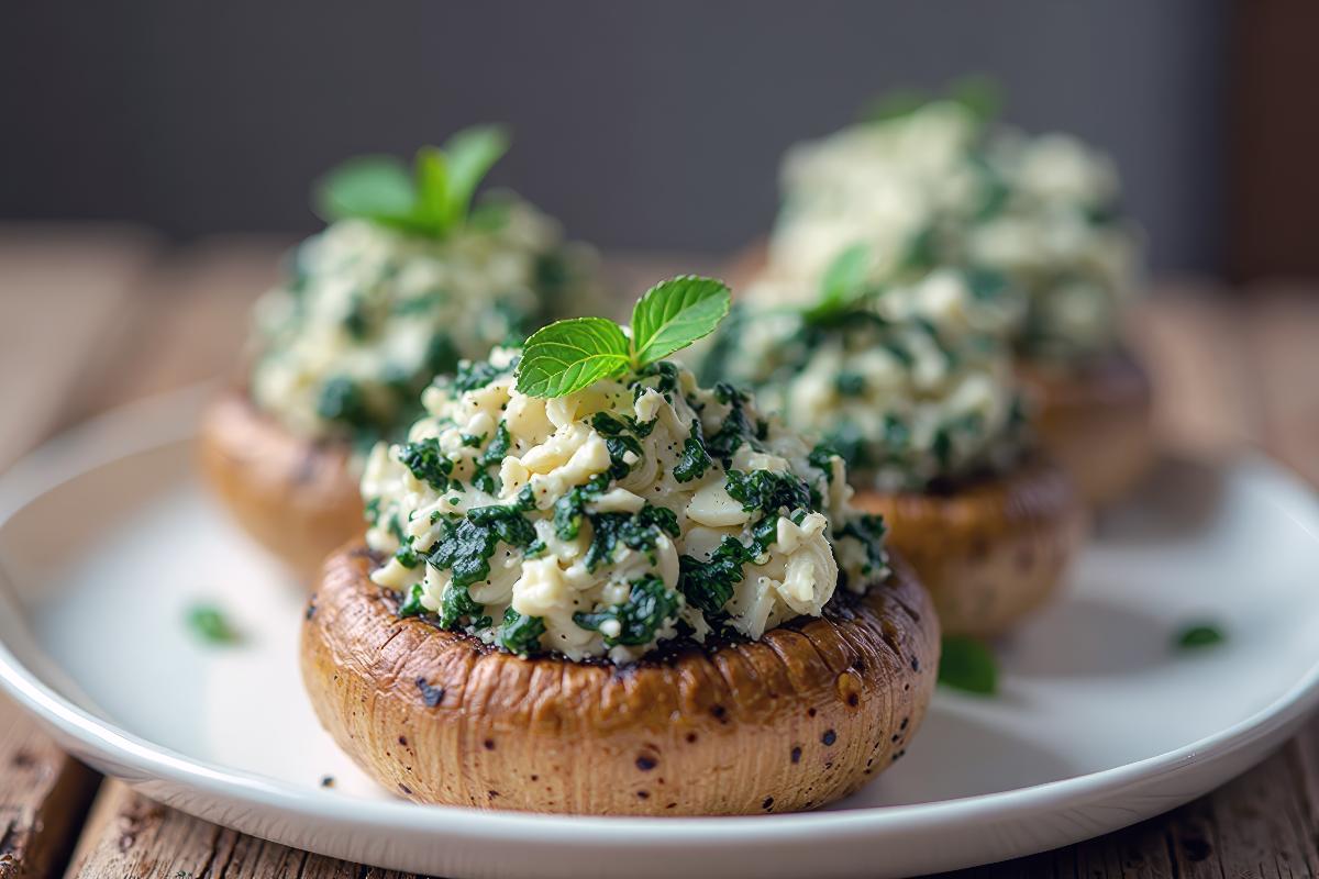 Vegan Spinach and Ricotta Stuffed Mushrooms