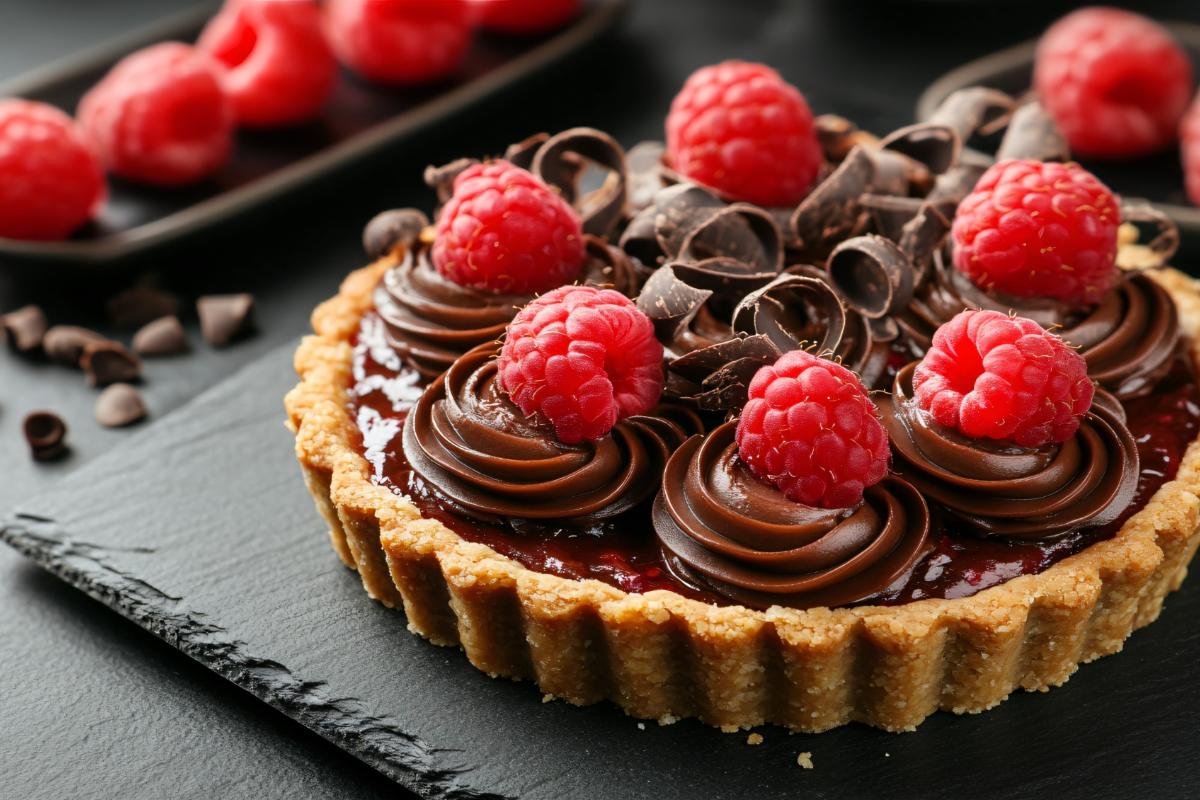 Dark Chocolate and Raspberry Vegan Tart