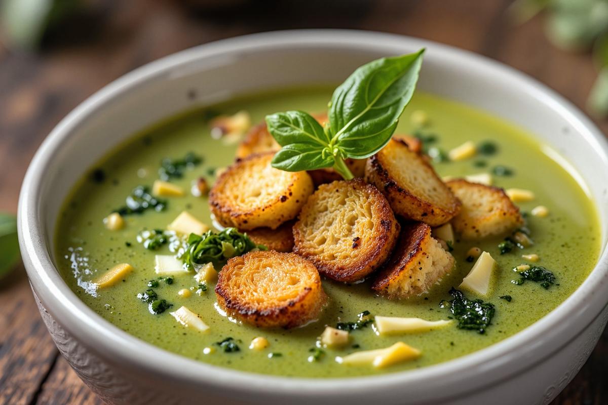 Vegan Broccoli Crouton Soup