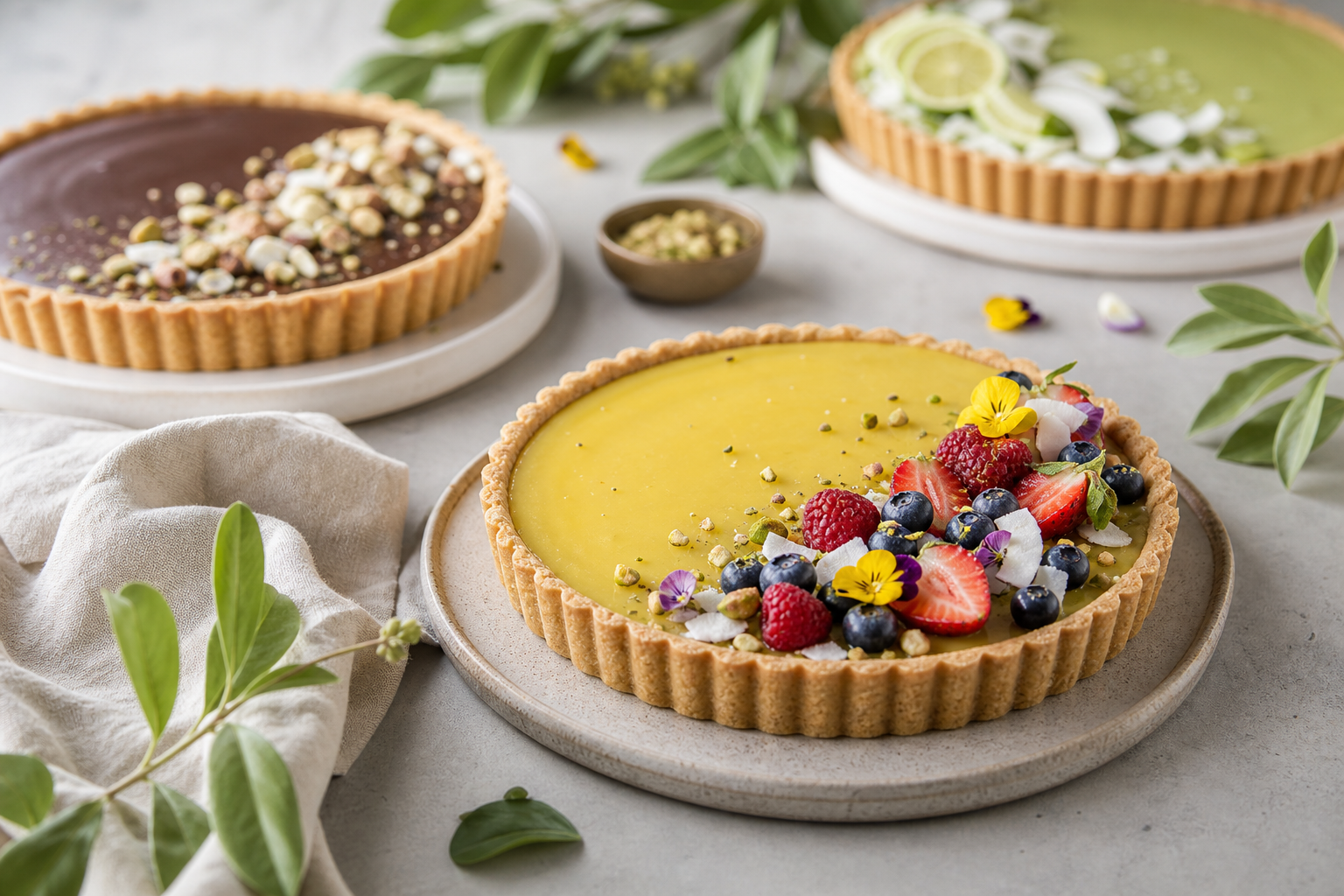 Elegant Vegan Tarts: Shortcrust Pastry and Silky Fillings