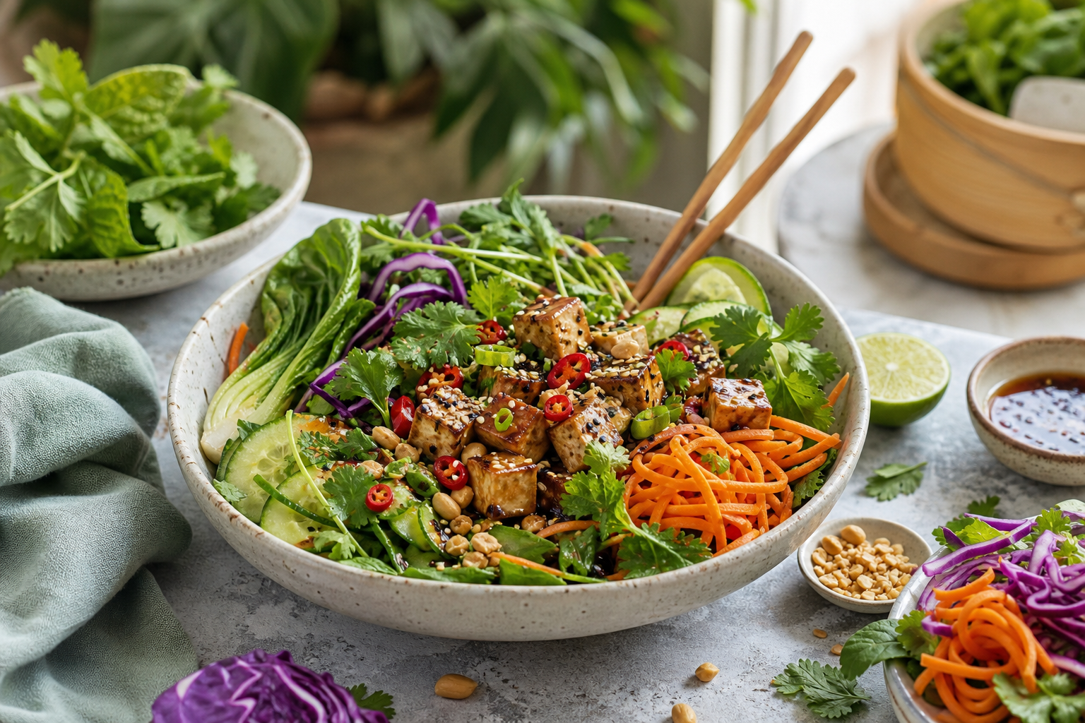 How can I bring Asian flavors into my vegan salads in 2026?
