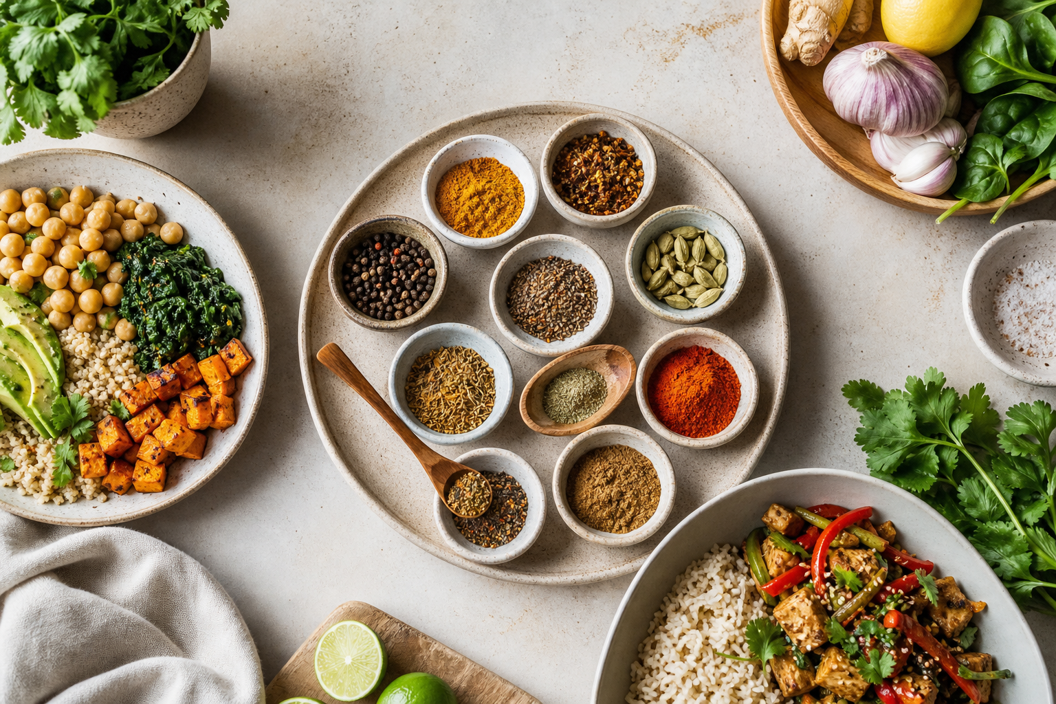 How can I combine spices for quick vegan meals in 2025?