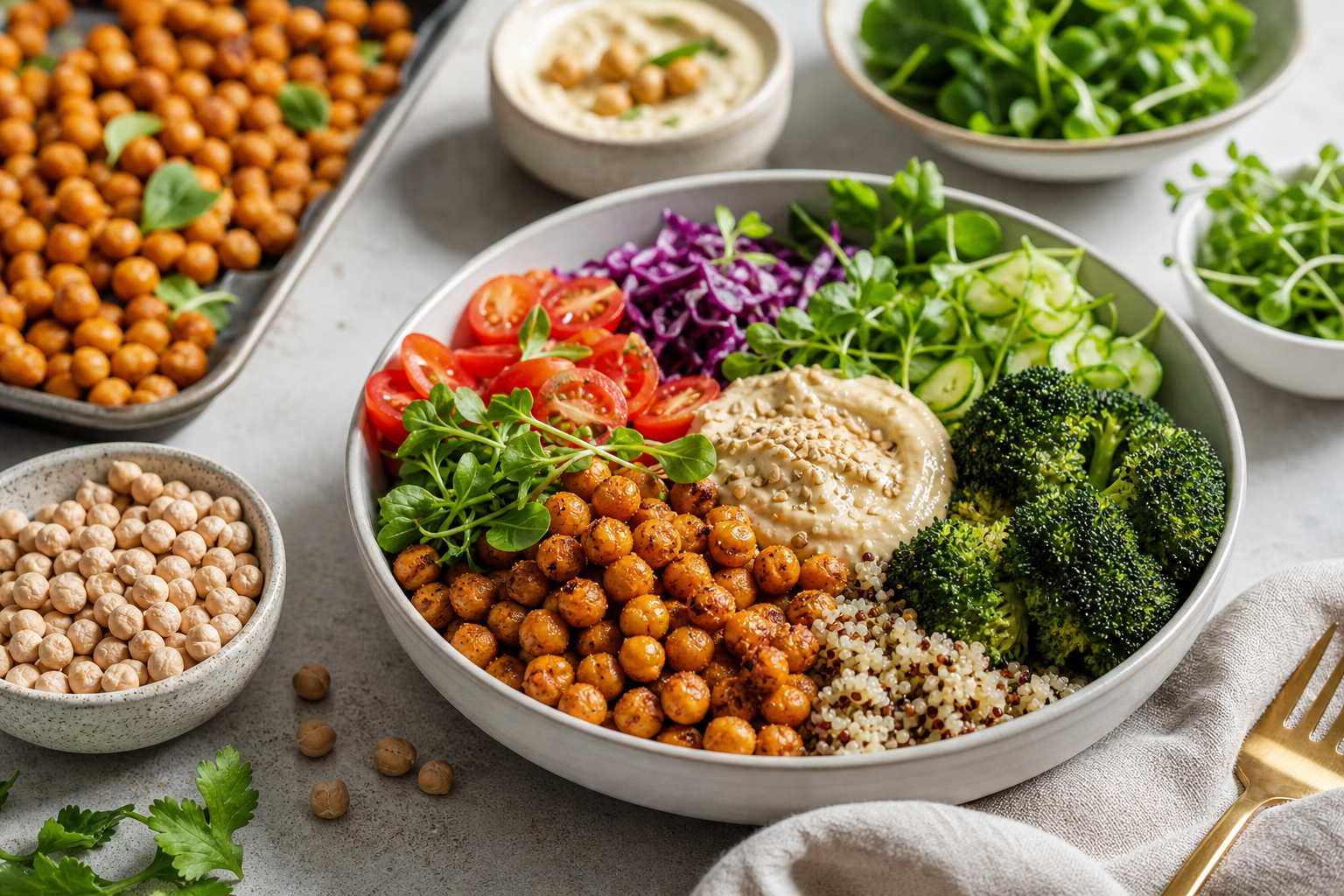 How can I incorporate chickpeas into high protein vegan meals in 2025?