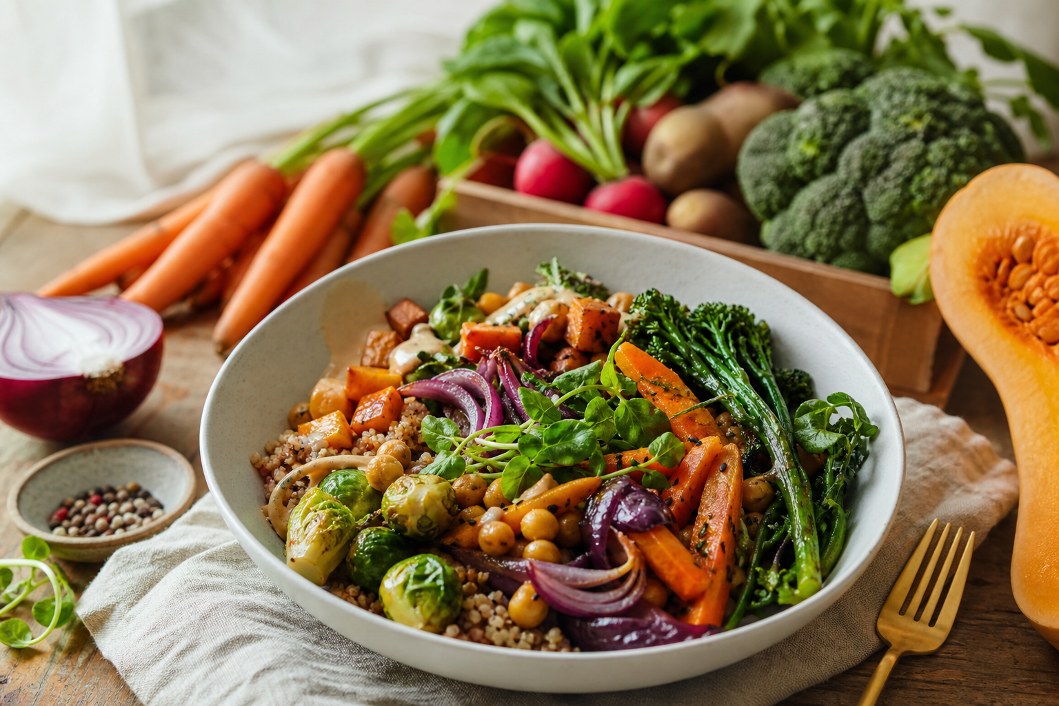 How can I incorporate seasonal vegetables into my vegan dinners in 2025?