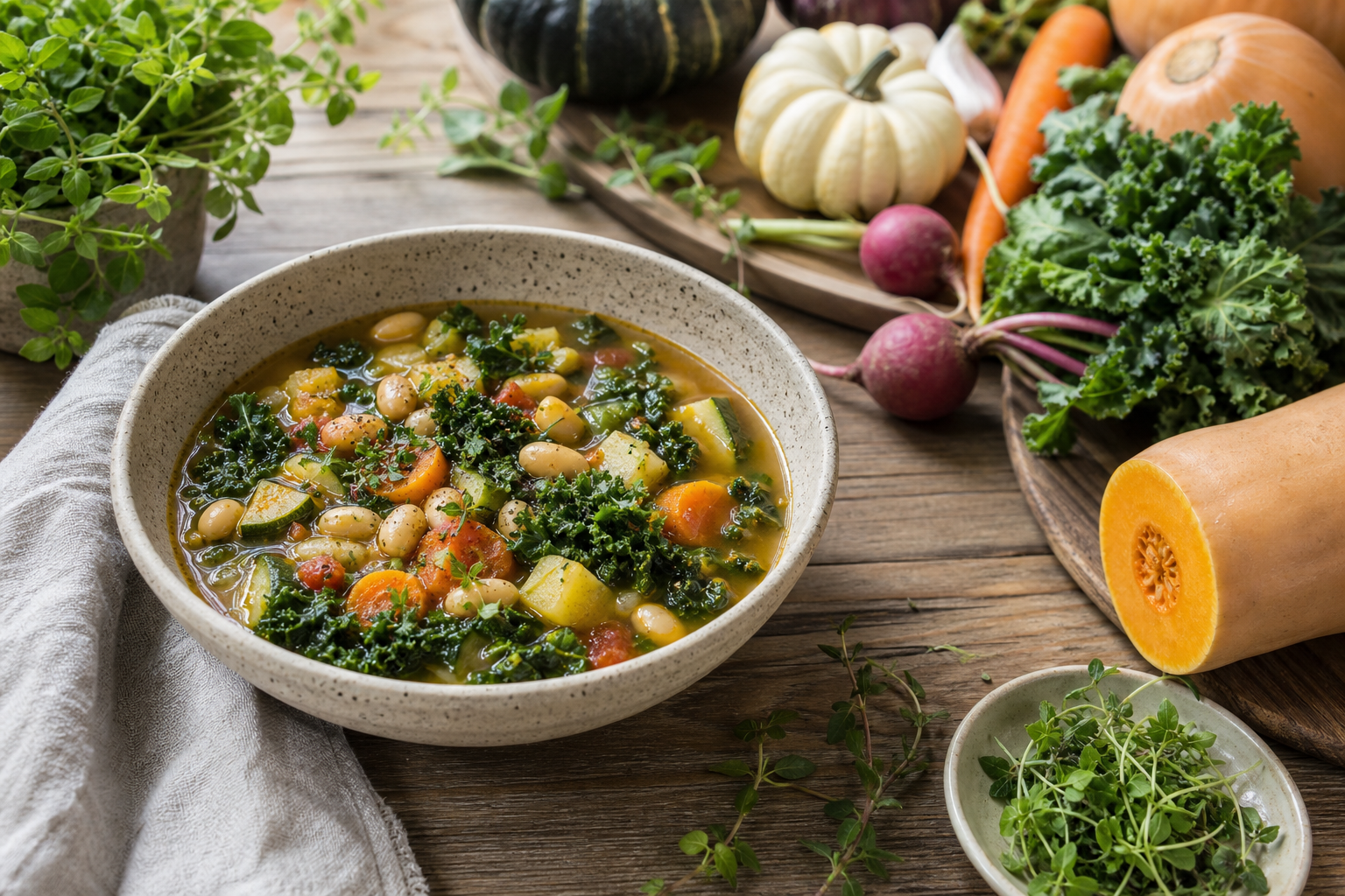 How can I incorporate seasonal vegetables into vegan soups in 2026?