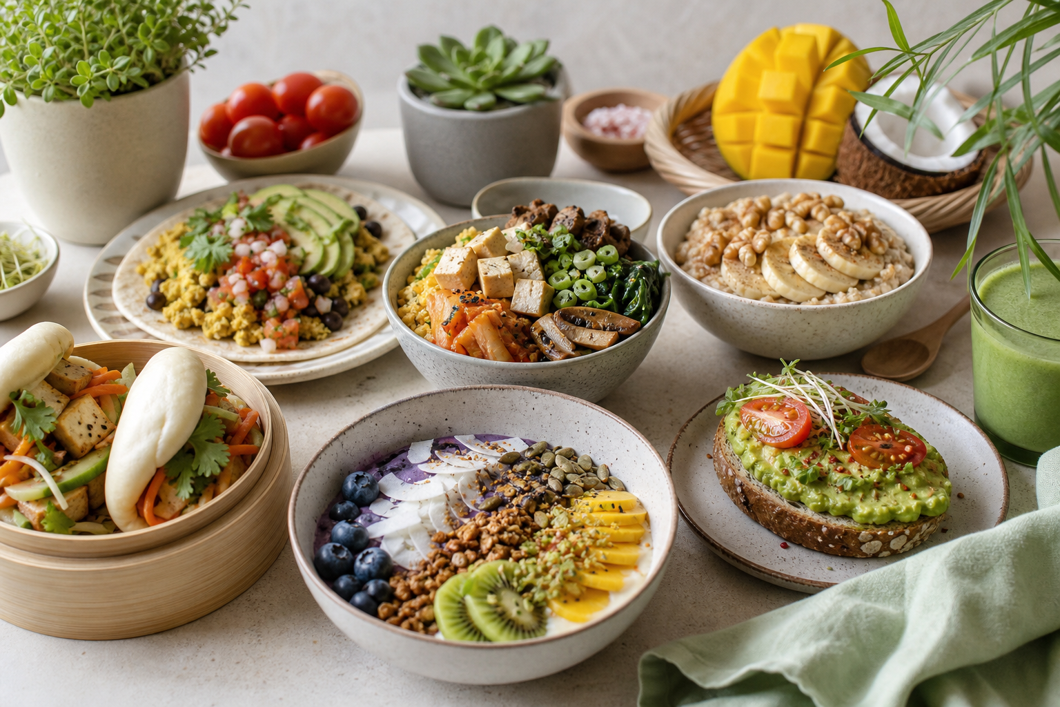 How can I infuse international flavors into my vegan breakfast in 2025?