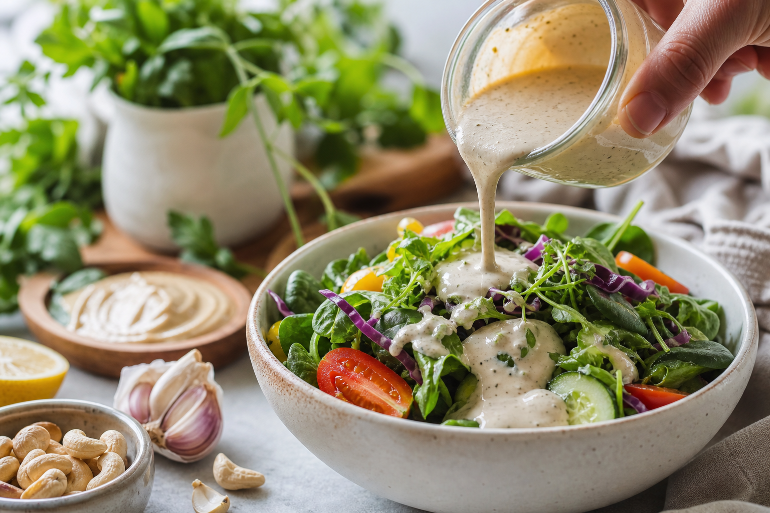 How can I make a creamy vegan salad dressing without dairy in 2026?