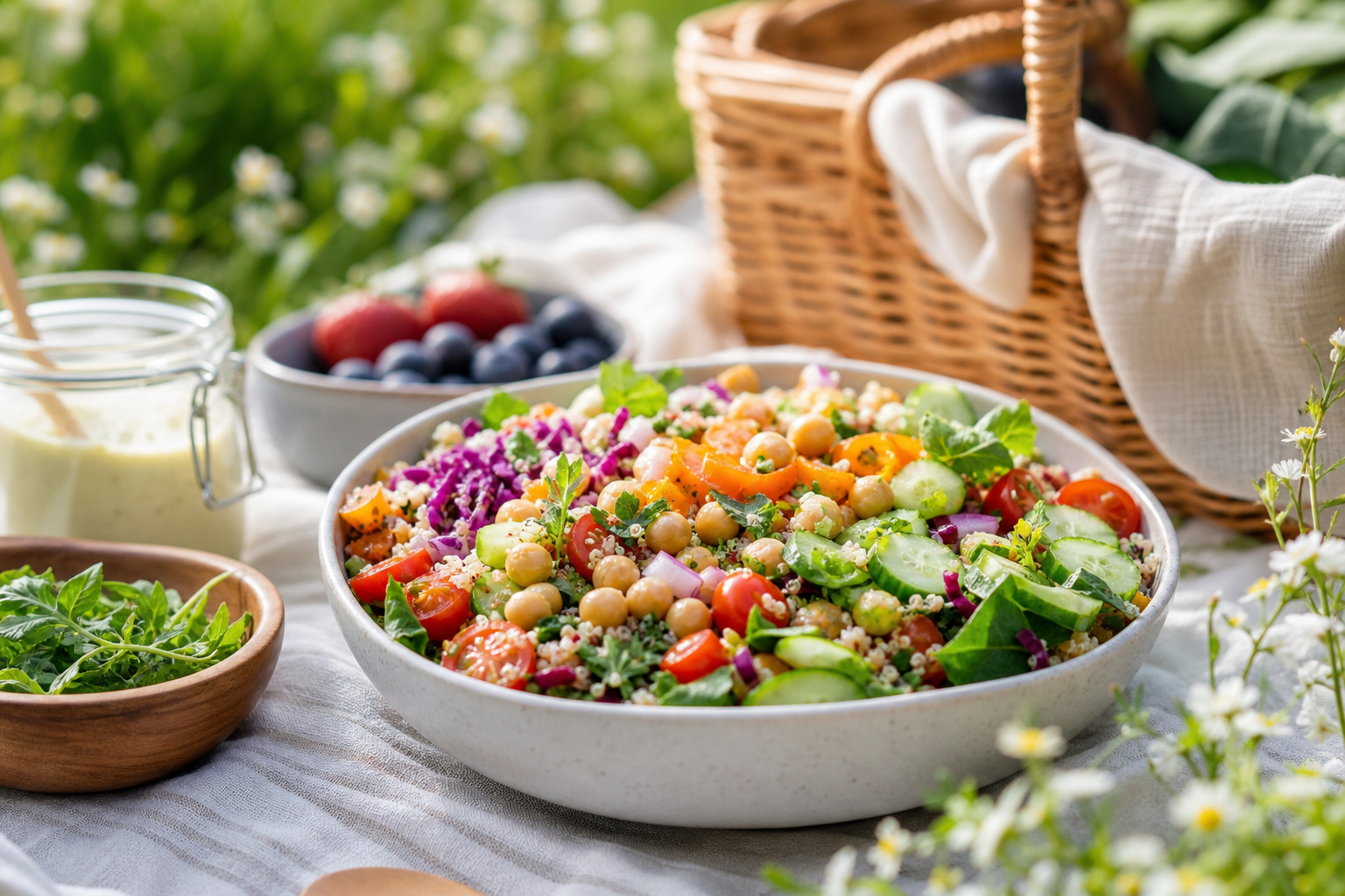 How can I make a refreshing vegan salad for picnics in 2026?