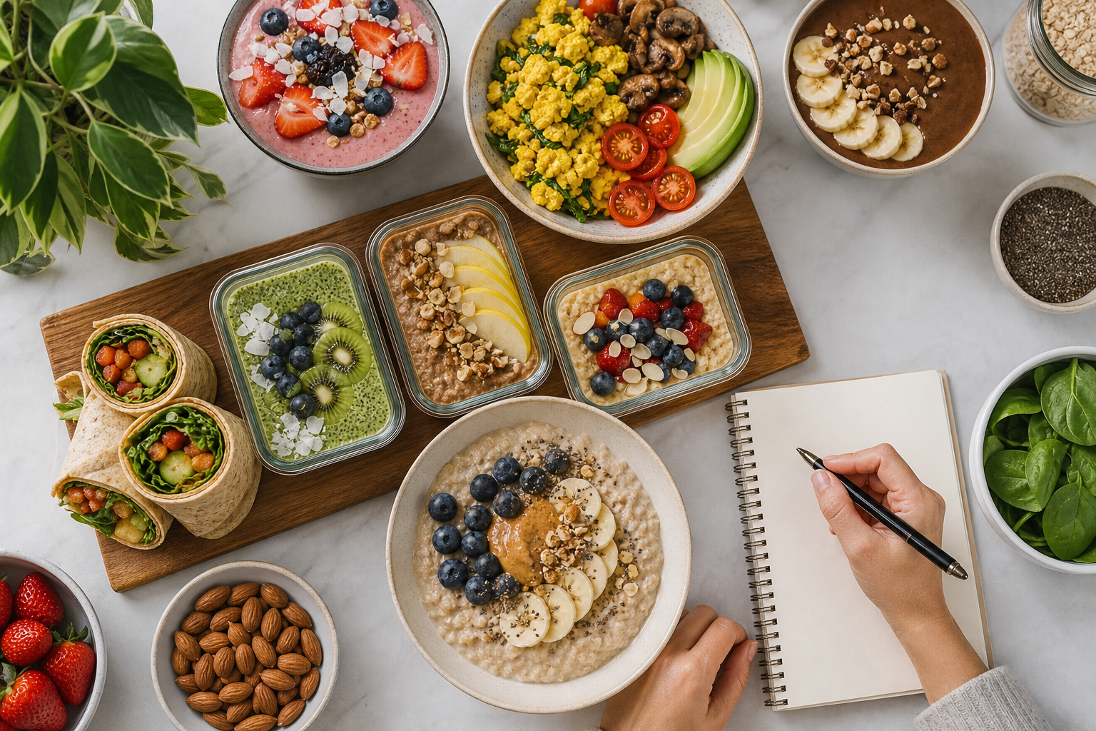 How can I make a vegan breakfast meal plan for the week in 2025?