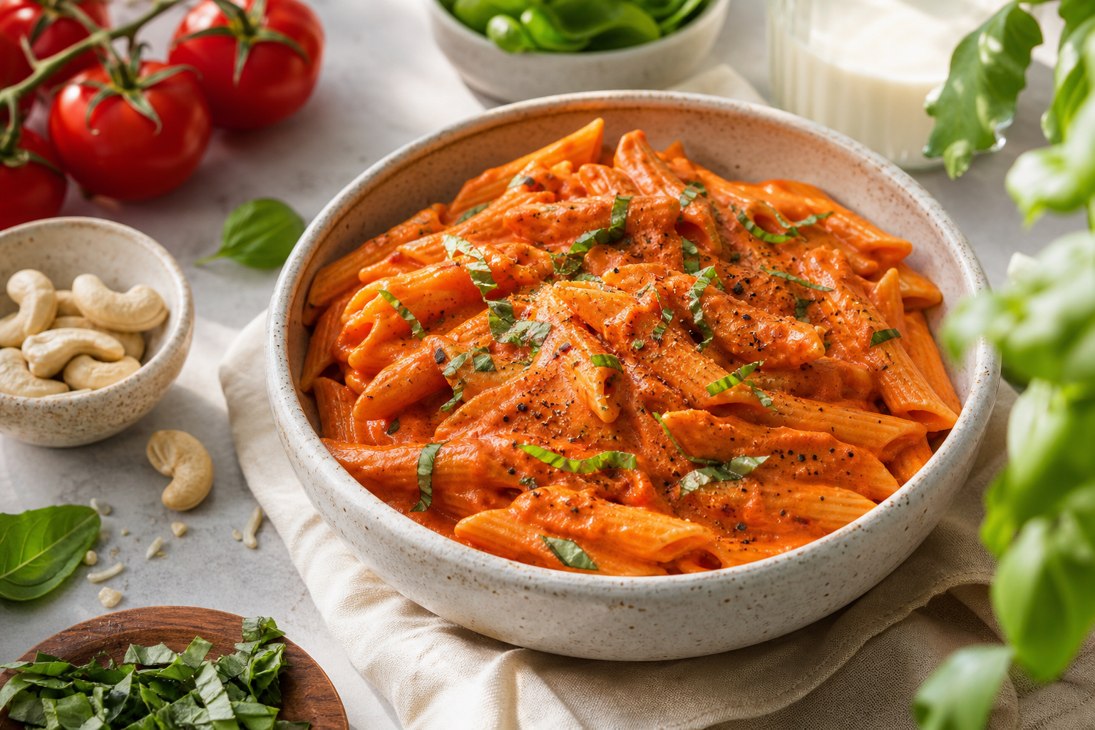 How can I make a vegan creamy tomato sauce for pasta in 2026?