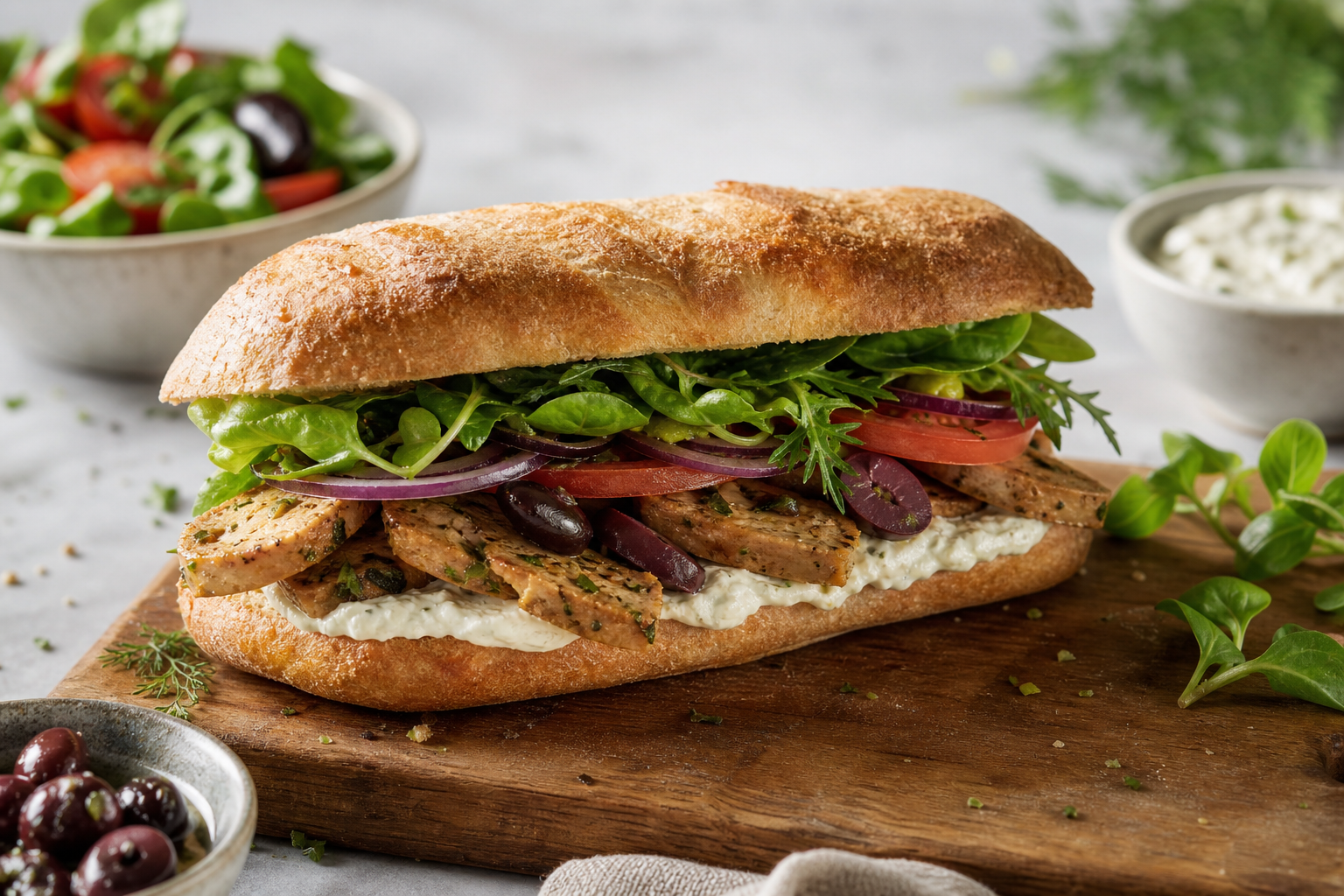 How can I make a vegan Greek-inspired sandwich in 2026?