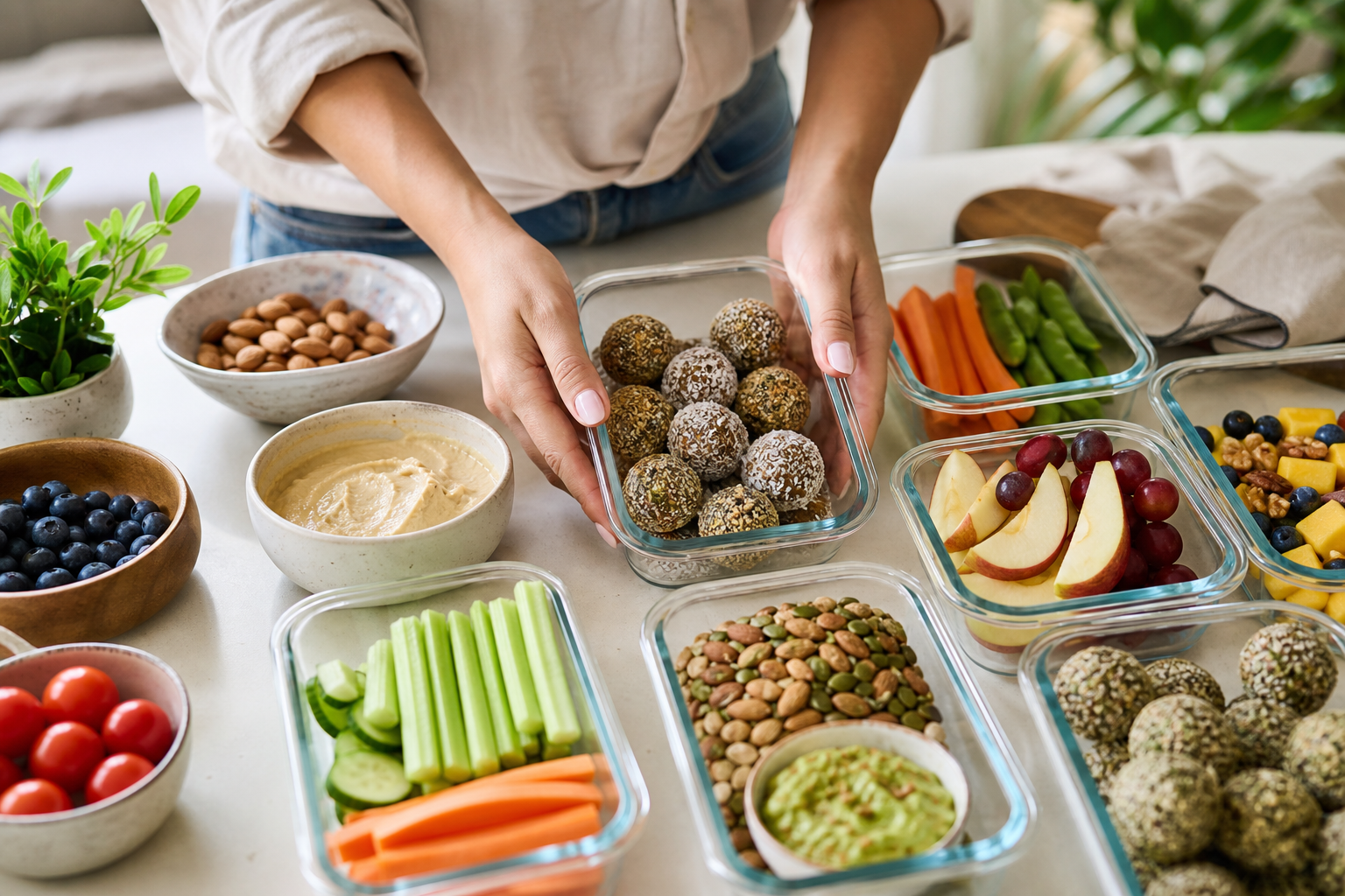 How can I meal prep vegan snacks for the week in 2025?