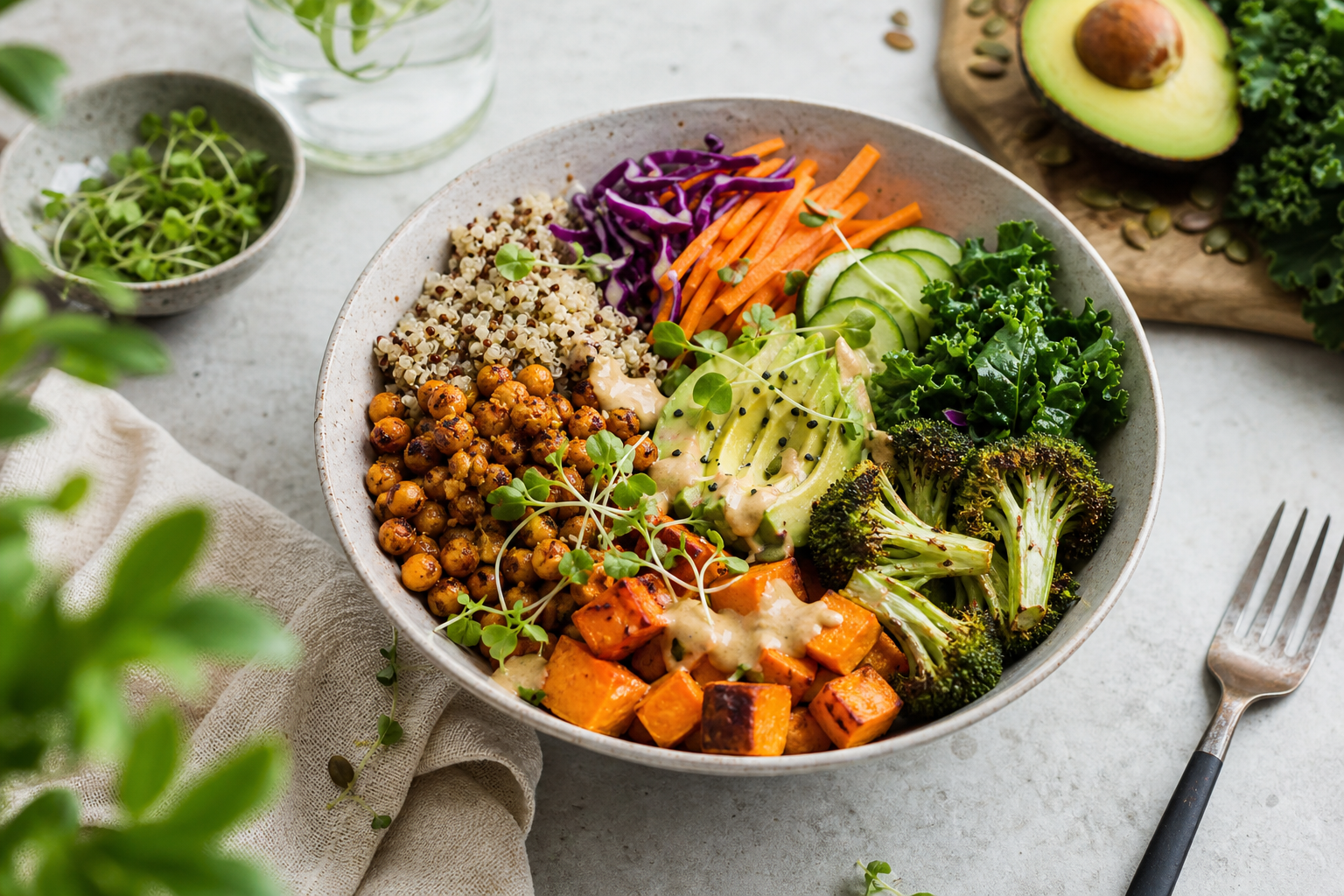 How can I prepare a hearty vegan grain bowl for lunch in 2025?