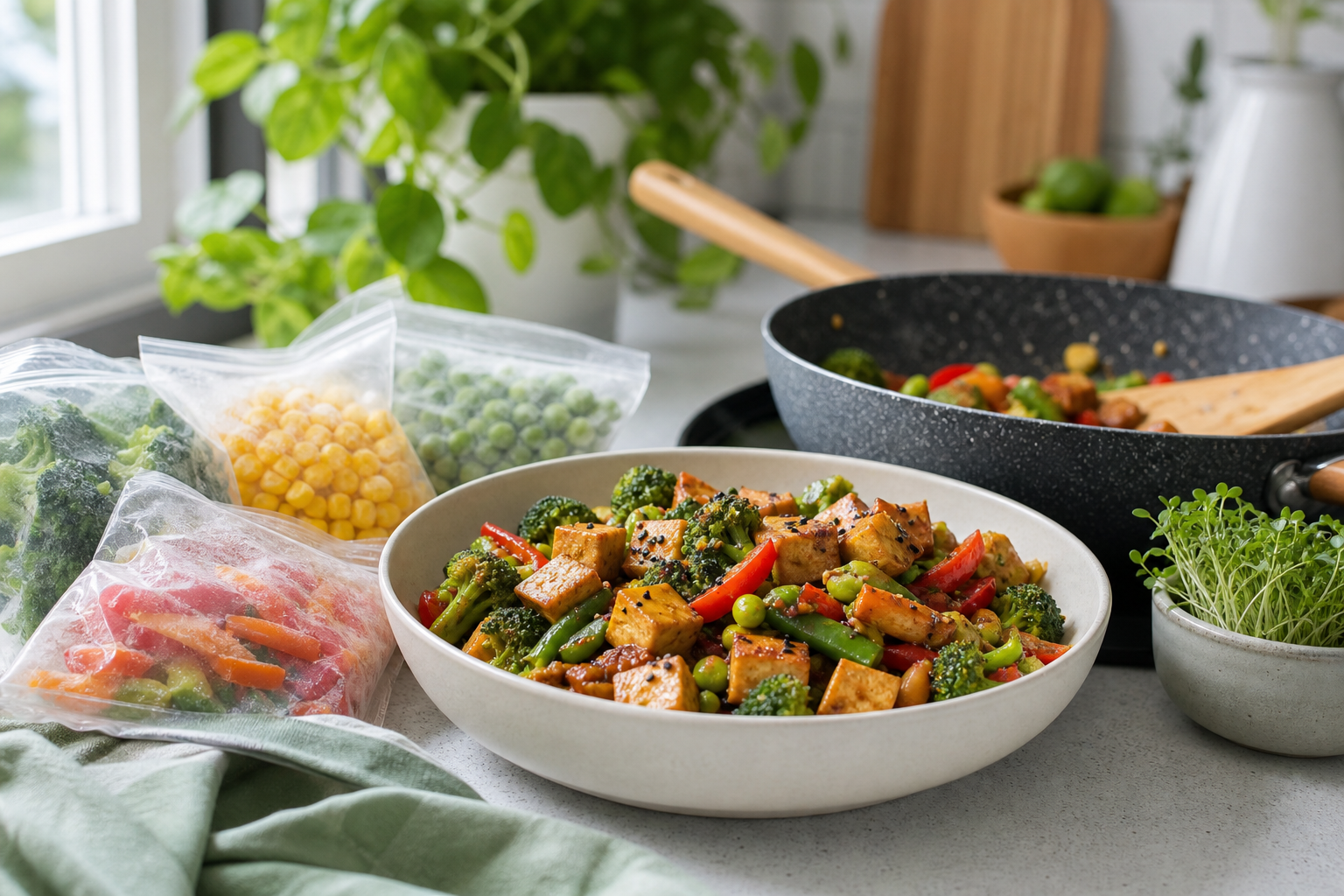 How can I quickly whip up vegan meals with frozen ingredients in 2025?