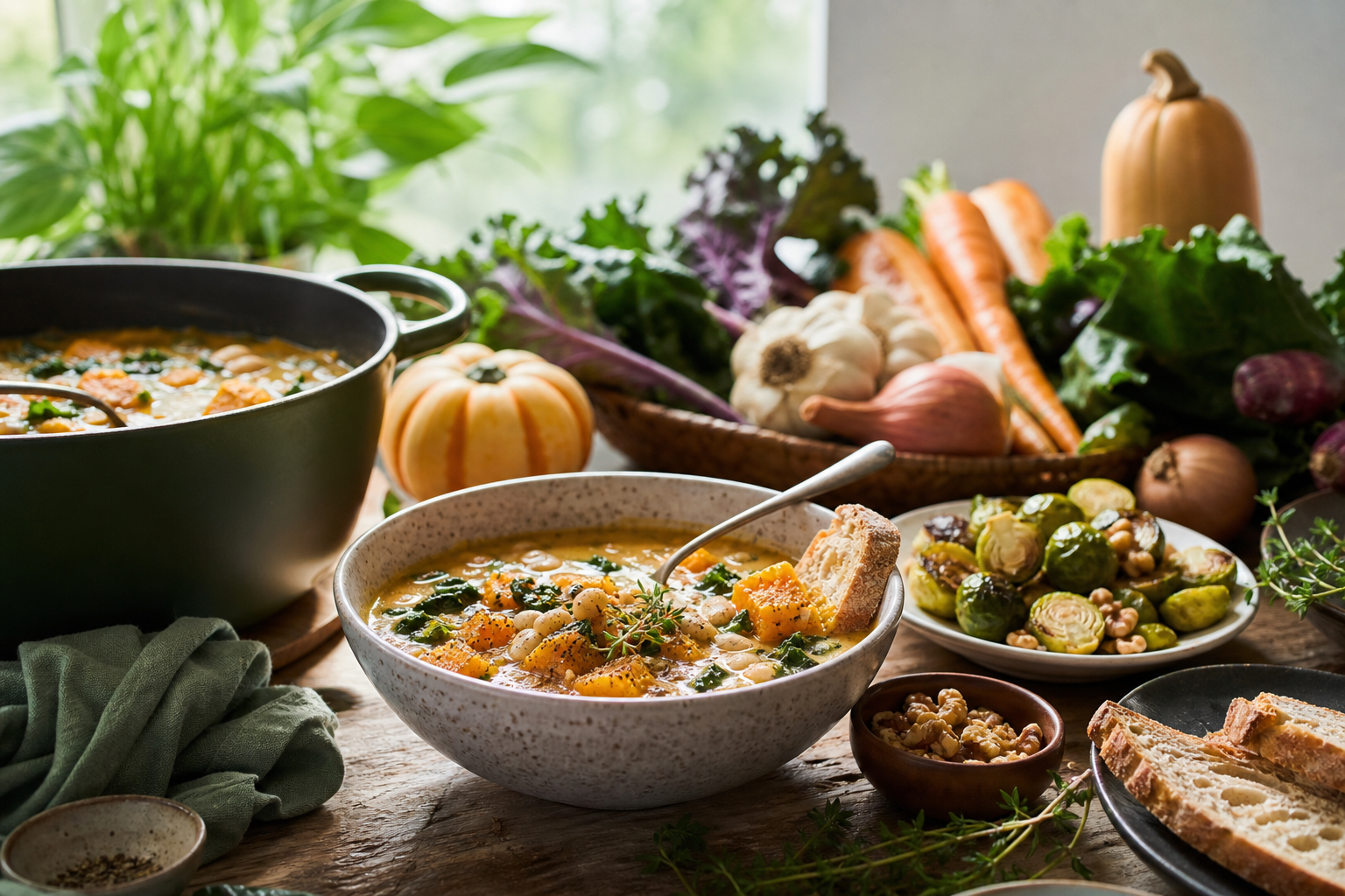 How can I use seasonal ingredients in vegan comfort food recipes in 2026?
