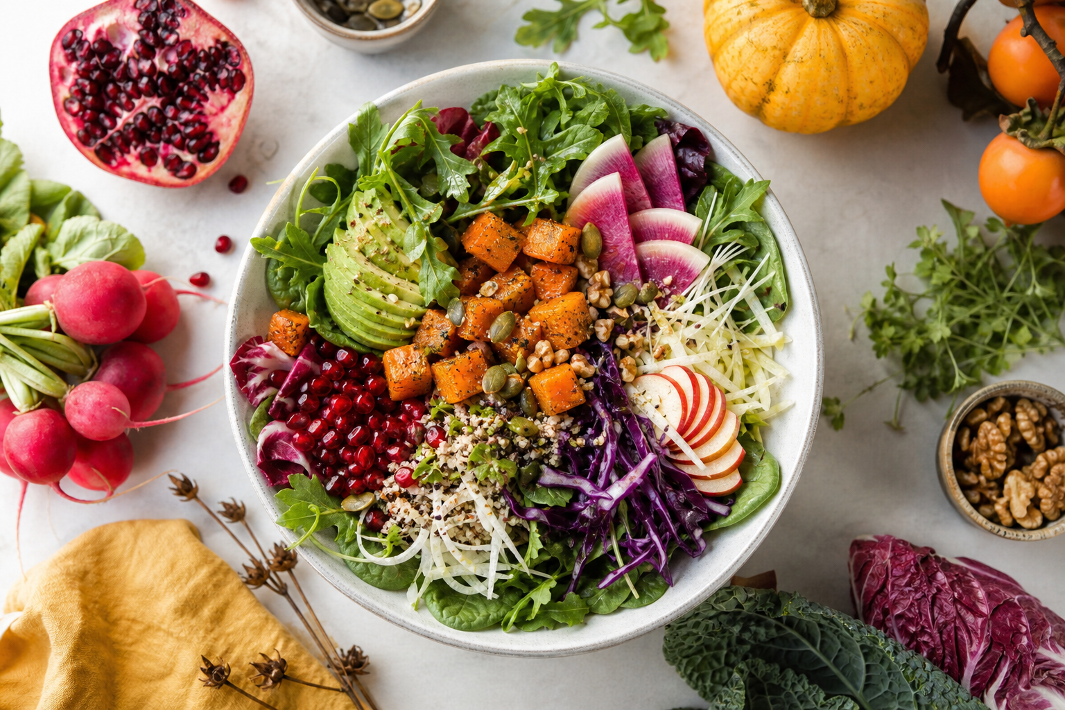 How do I make a seasonal vegan salad that reflects the changing seasons in 2026?