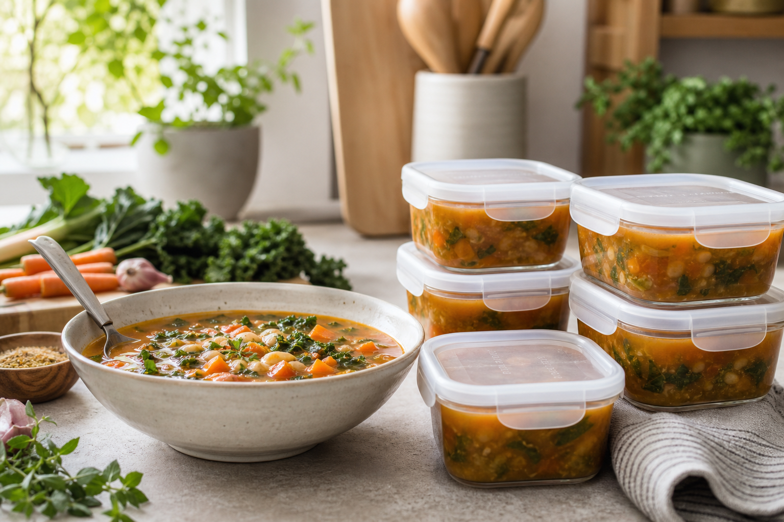 How do I make a vegan soup that can be frozen for later in 2026?