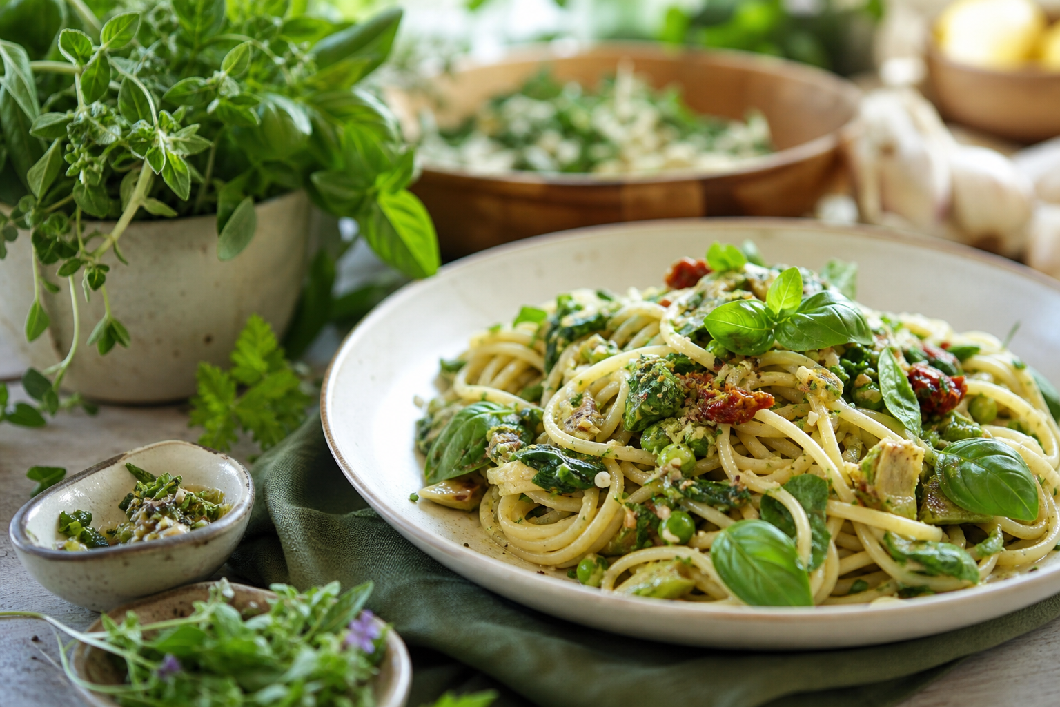 How do I use seasonal herbs in vegan pasta dishes in 2026?