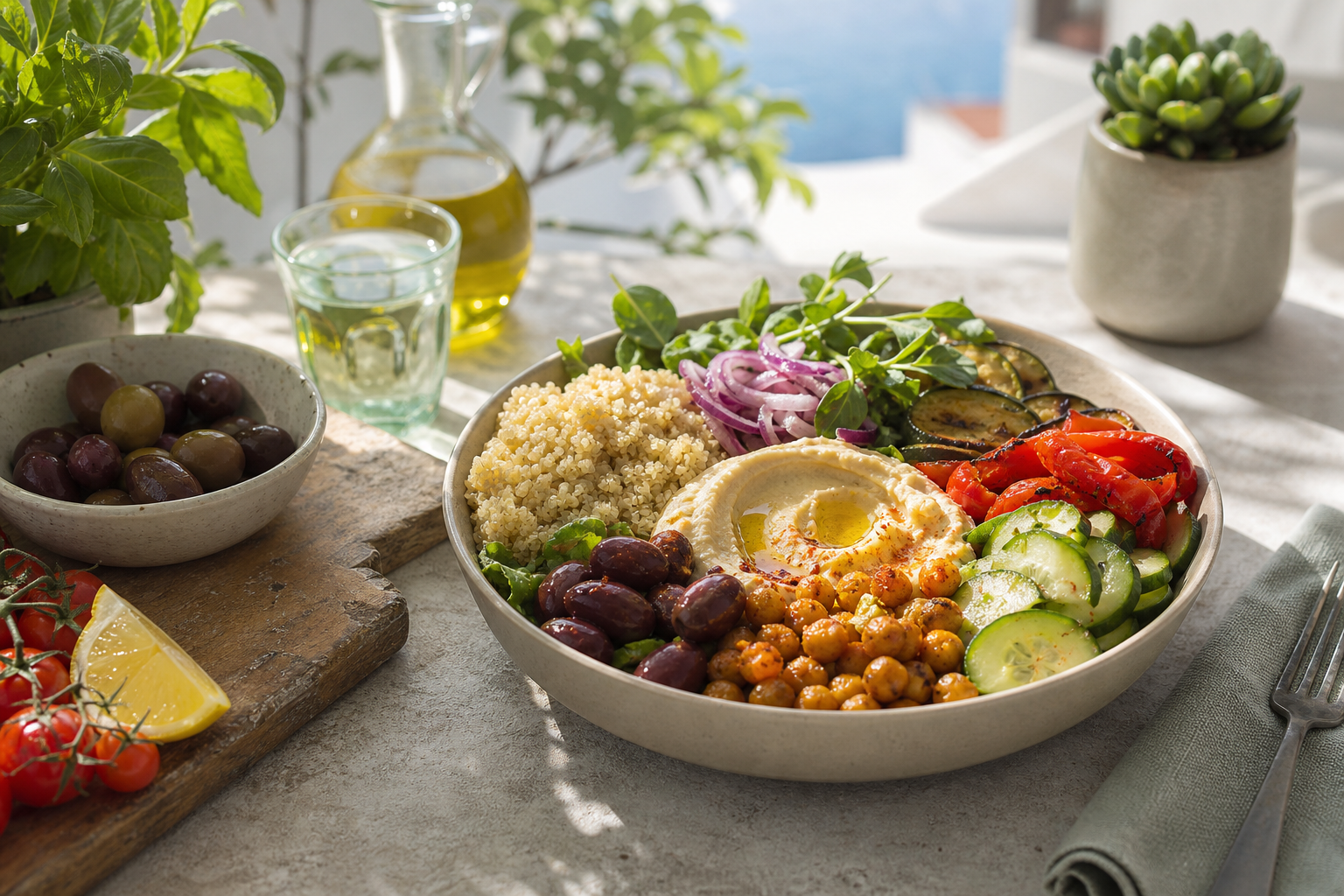 How to create a Mediterranean-inspired vegan lunch in 2025?