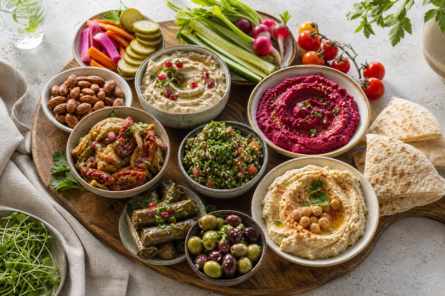 Middle Eastern Vegan Mezze Board Ideas for Entertaining