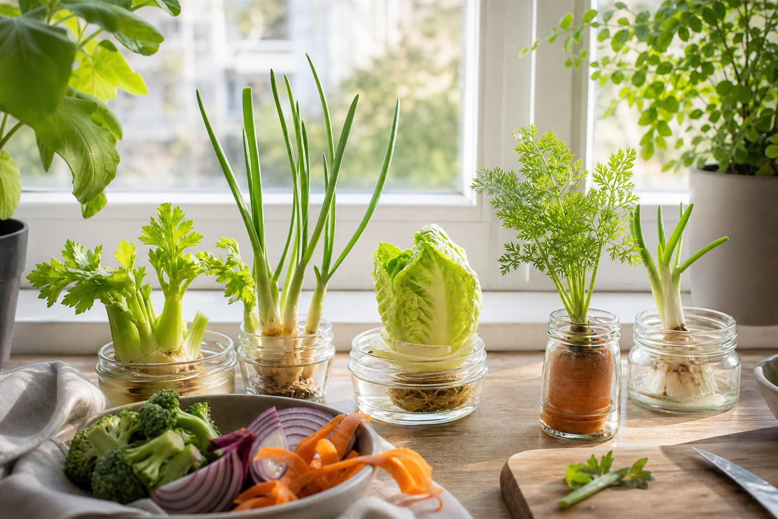 Regrowing Vegetables from Scraps on Your Windowsill