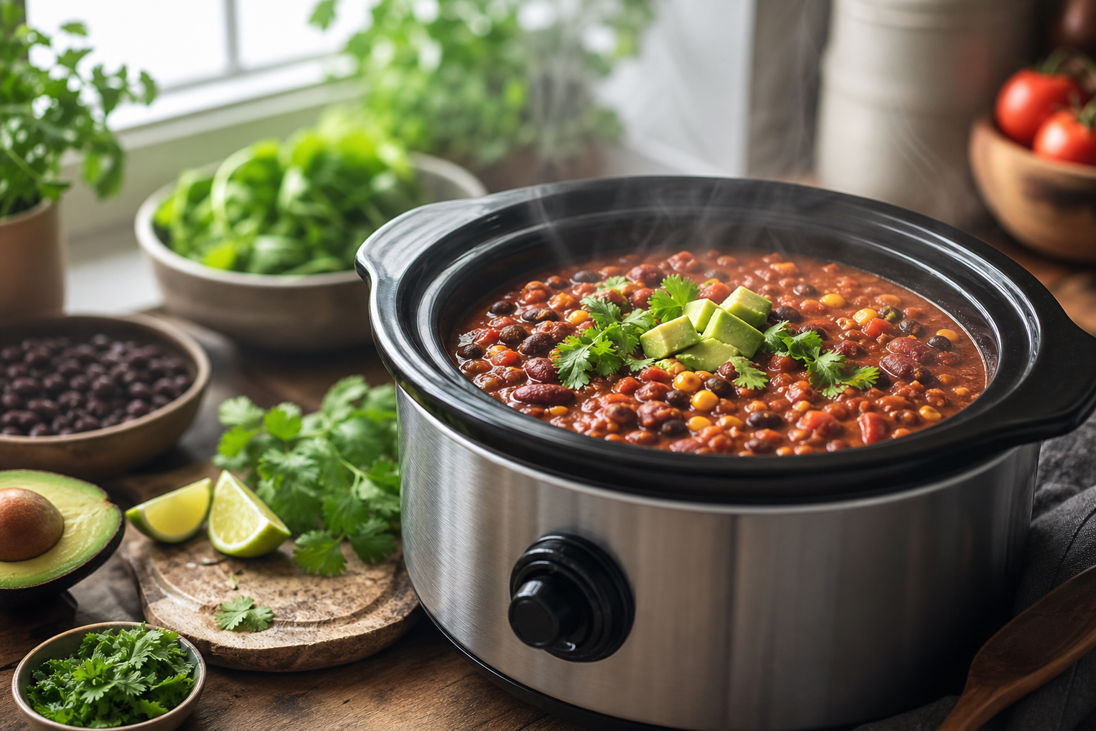 Slow Cooker Vegan Chilis That Cook Themselves