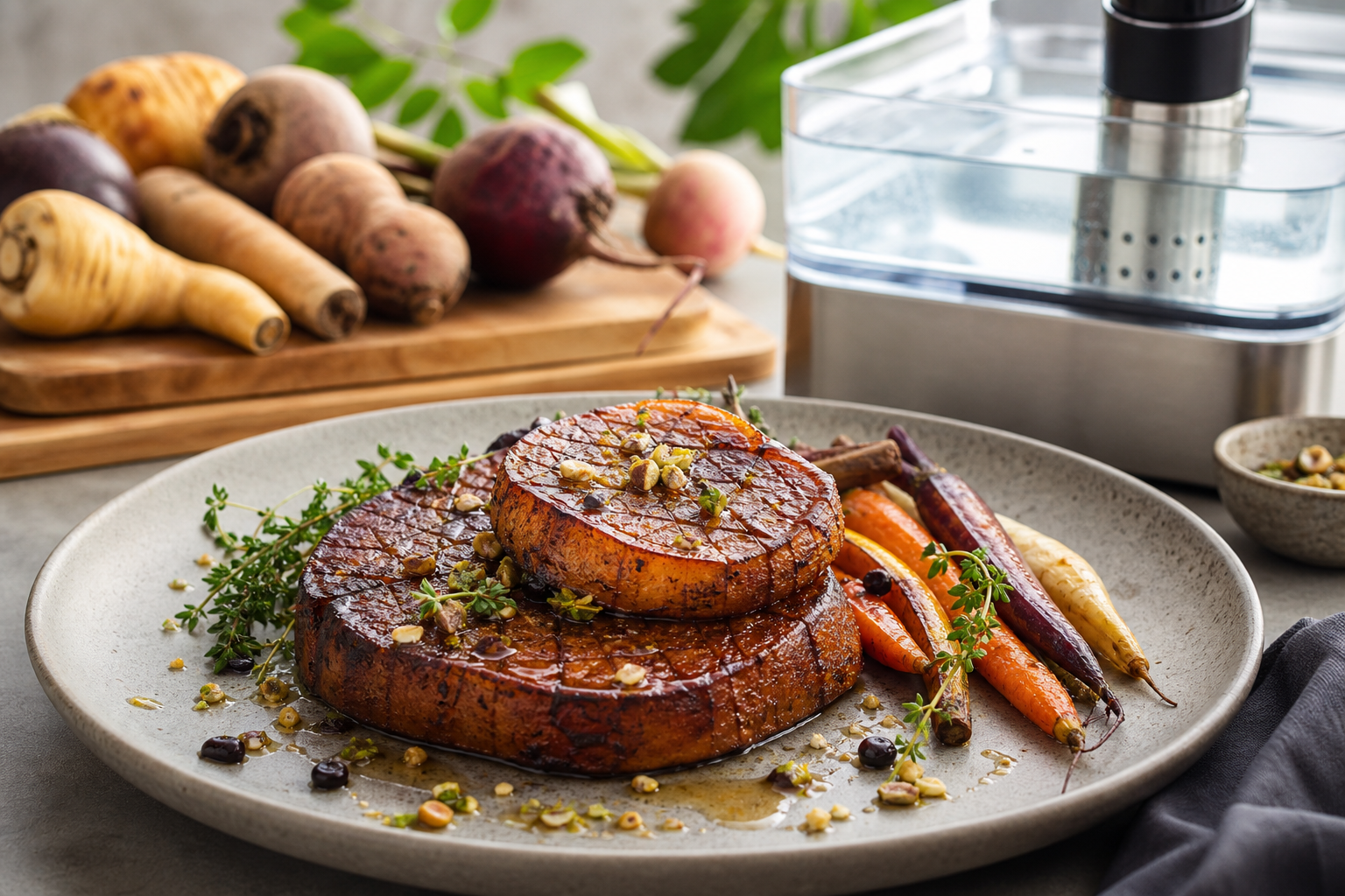 Sous Vide Vegan Cooking: Elevating Root Vegetables to Steak Quality