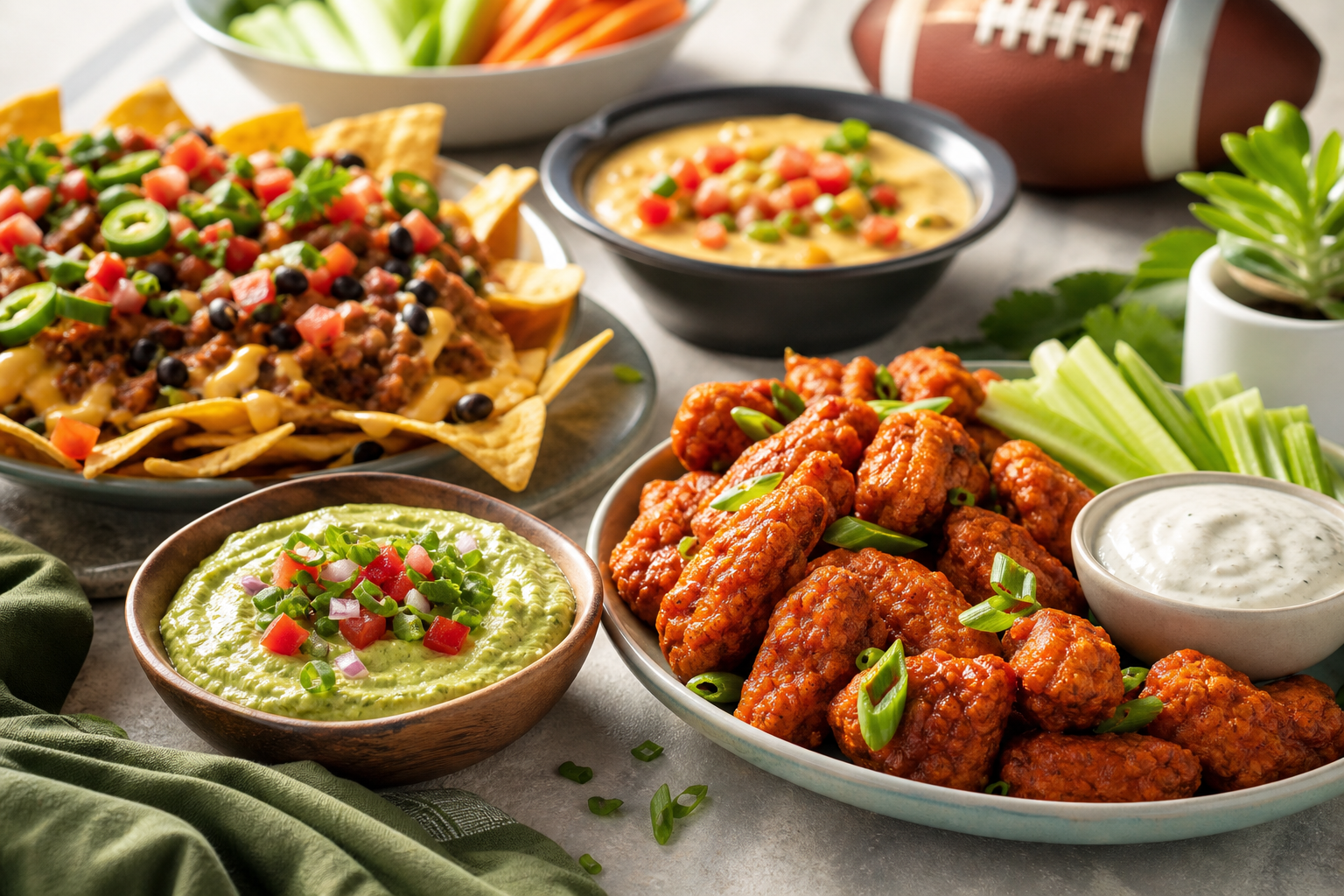 Vegan Super Bowl Party: Dips, Wings, and Nachos