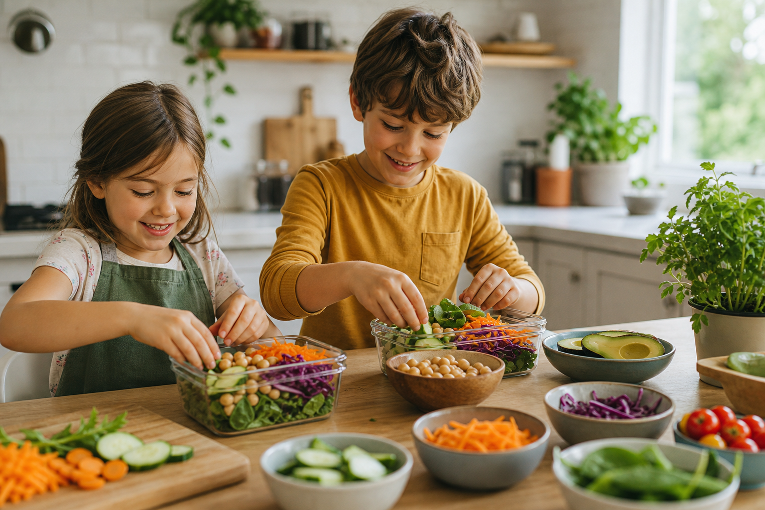 What are easy vegan lunch ideas that kids can help make in 2025?
