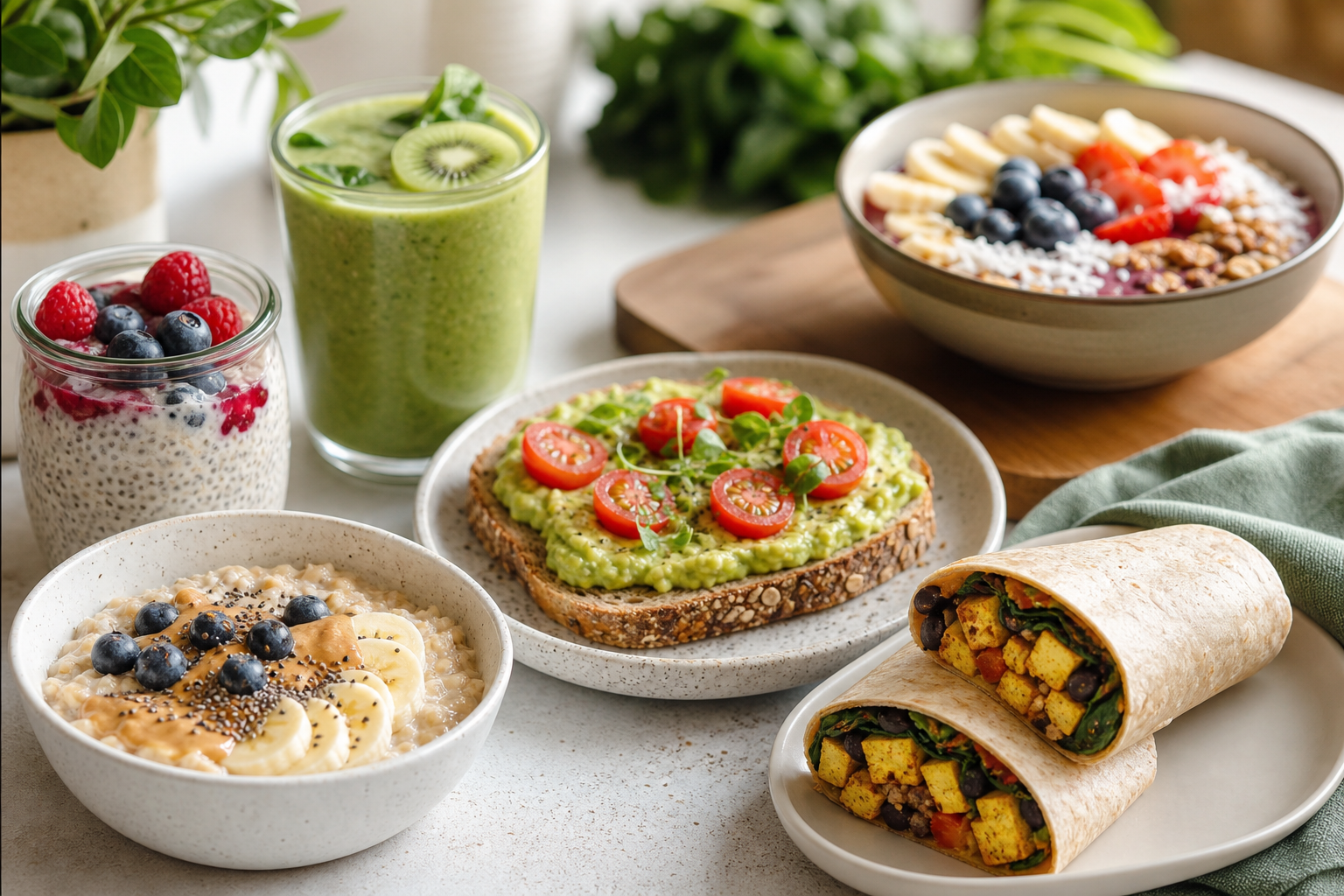 What are five easy vegan breakfast options for busy mornings in 2025?