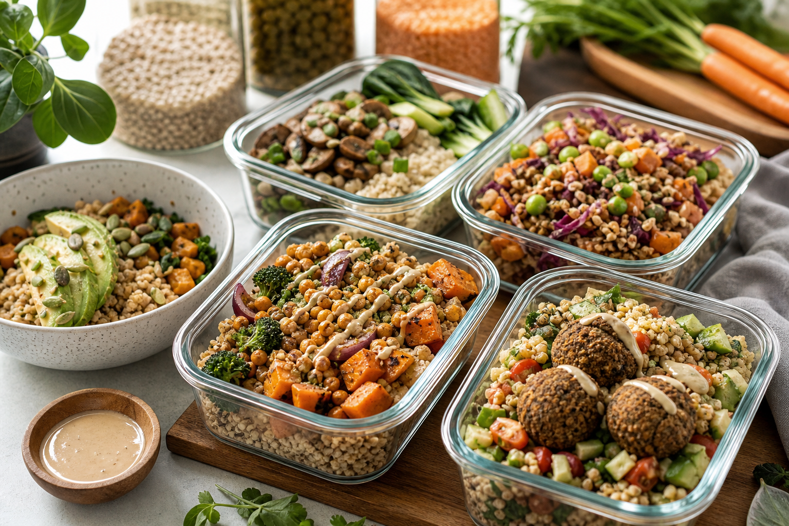 What are some creative ways to use grains in vegan meal prep for 2025?