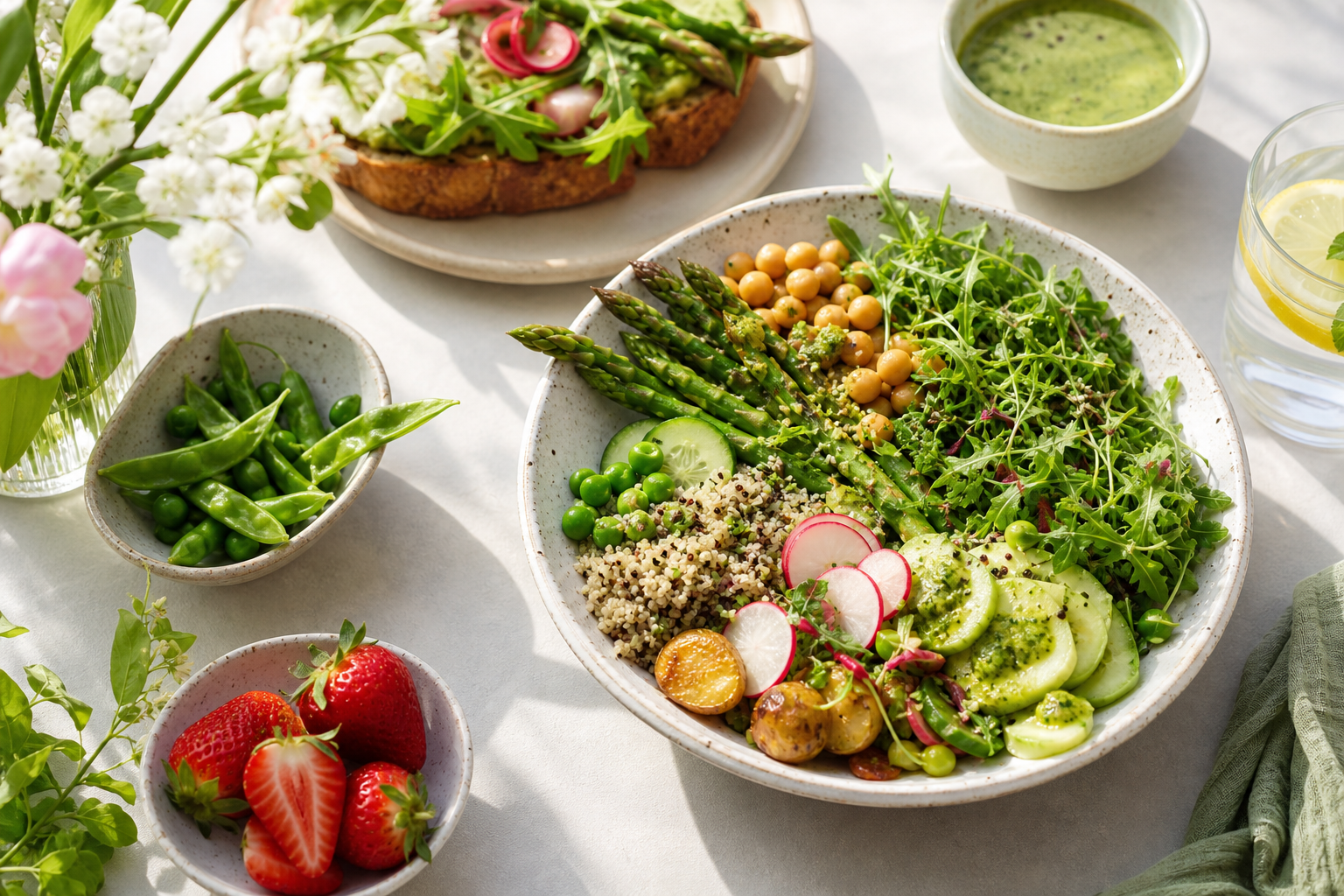 What are some seasonal vegan lunch ideas for spring 2025?