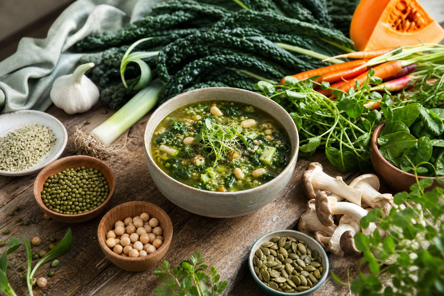 What are some sustainable ingredients to use in vegan soups in 2026?