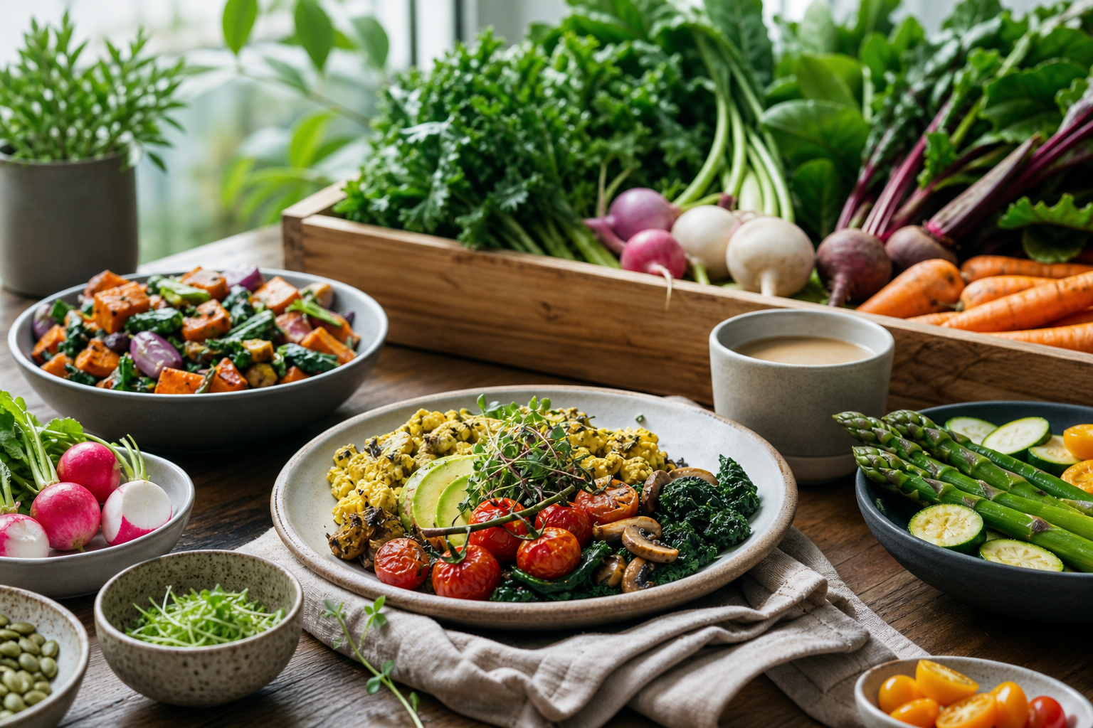 What are the best seasonal vegetables for vegan breakfast recipes in 2025?