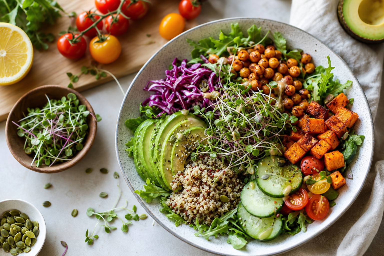 What are the essential ingredients for a flavorful vegan salad in 2026?