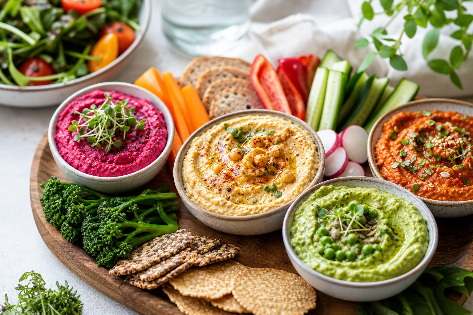 What delicious dips and spreads can complement my vegan lunch in 2025?
