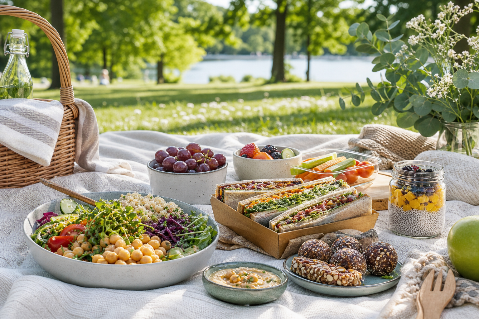 What healthy vegan recipes can I pack for a picnic in 2025?