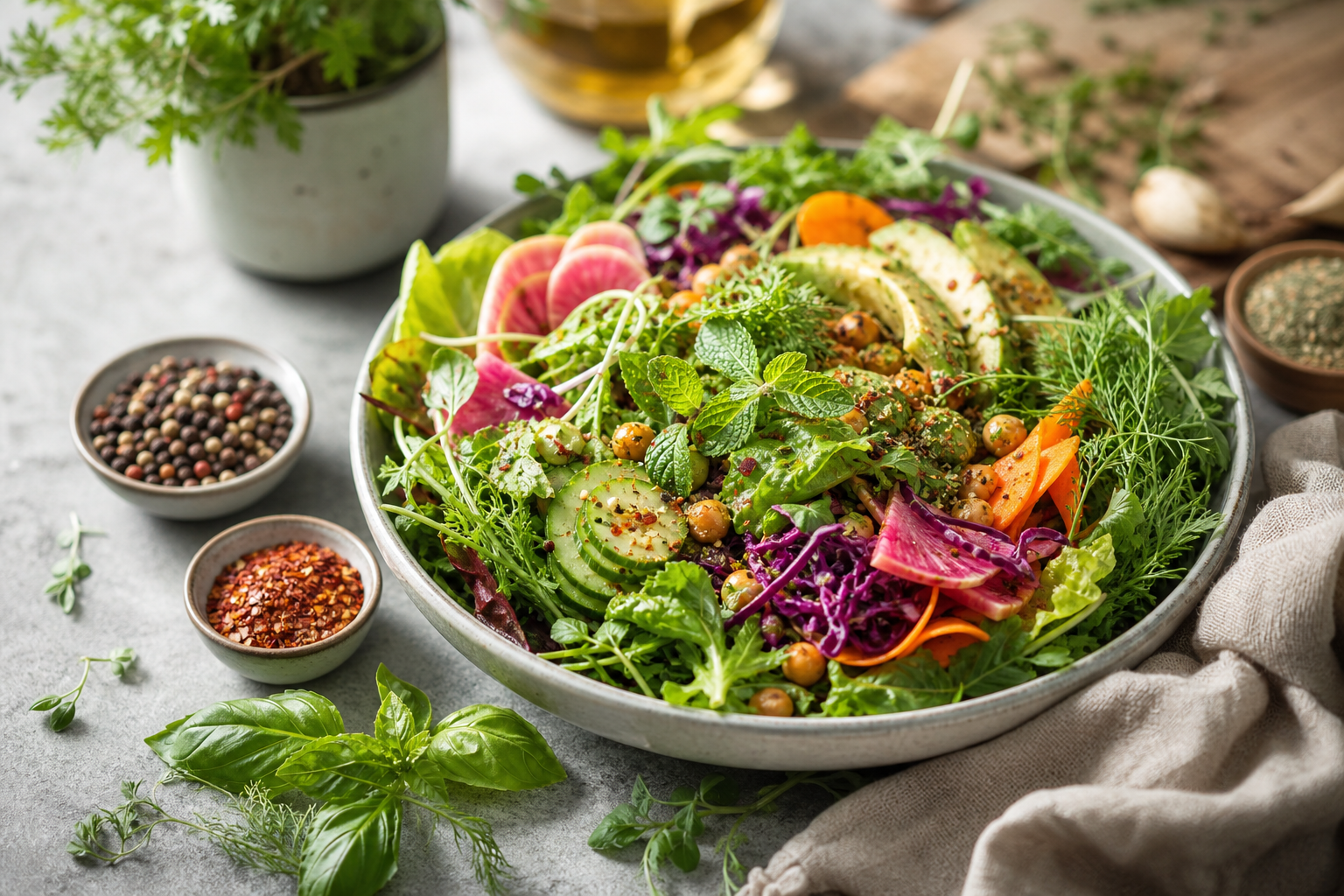 What is the role of herbs and spices in enhancing vegan salads for 2026?